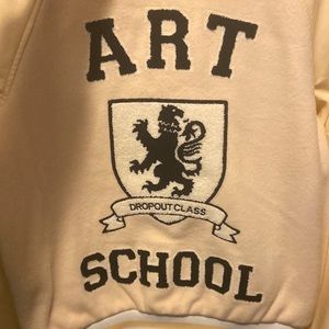 Large Letterman style jacket, color is nude.